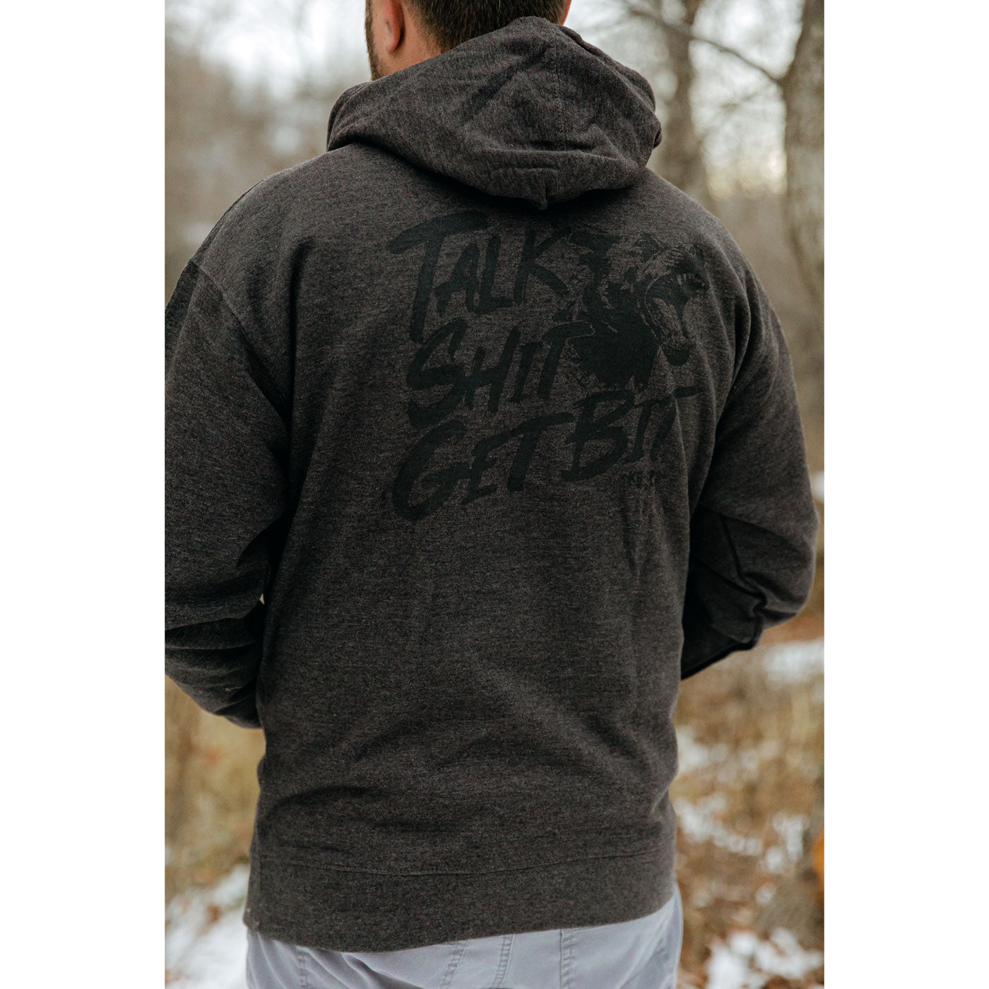 k9ops talk shit get bit sweatshirt hooded hoodie charcoal grey