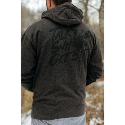 k9ops talk shit get bit sweatshirt hooded hoodie charcoal grey