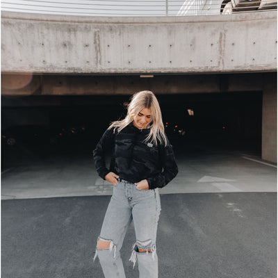 Womens Crop Camo Hoodie - Icon Logo