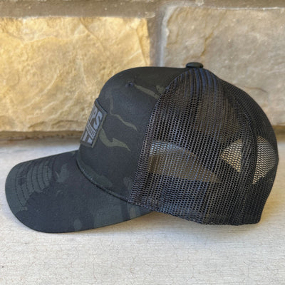 multicam trucker hat with leather patch k9ops k9 ops k9-ops dog gear ball on rope fetch chew toys k9 opsbox