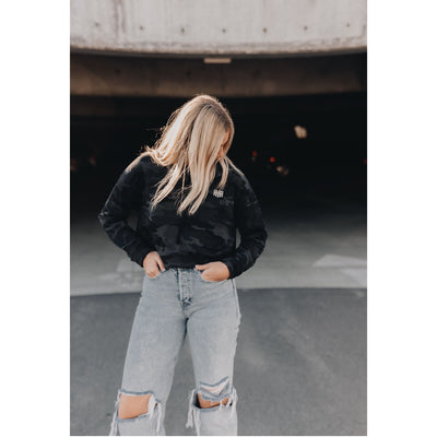 Womens Crop Camo Hoodie - Icon Logo