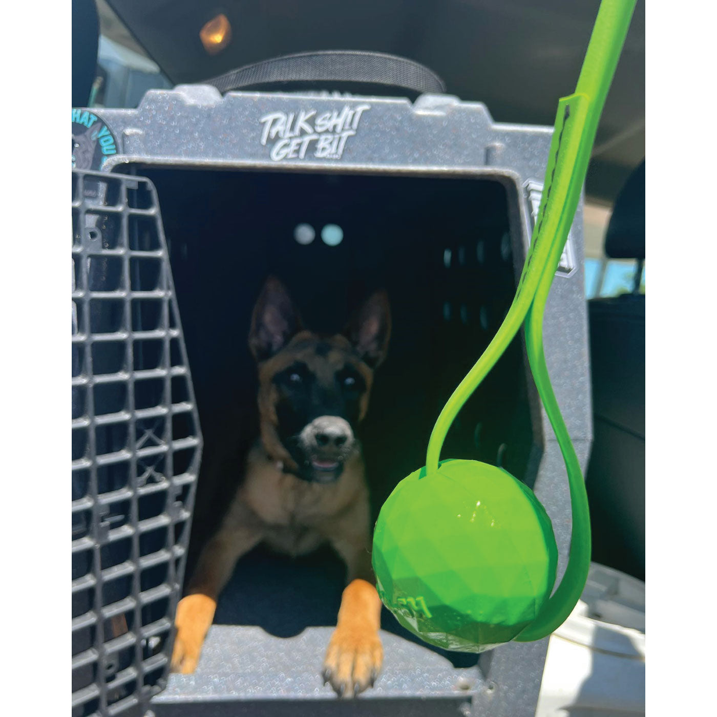 dog ball with biothane handle k9ops k9 ops fetch toy training durable aggressive