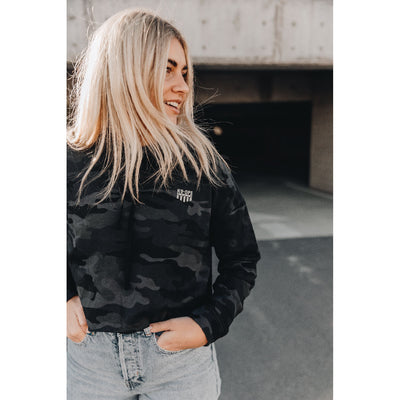 Womens Crop Camo Hoodie - Icon Logo
