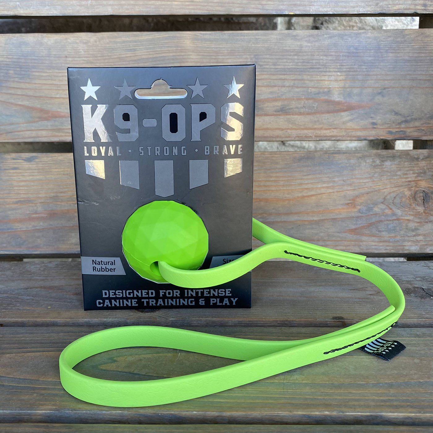 k9ops k9 ops dog ball moki durable rubber green handle fetch toys chew