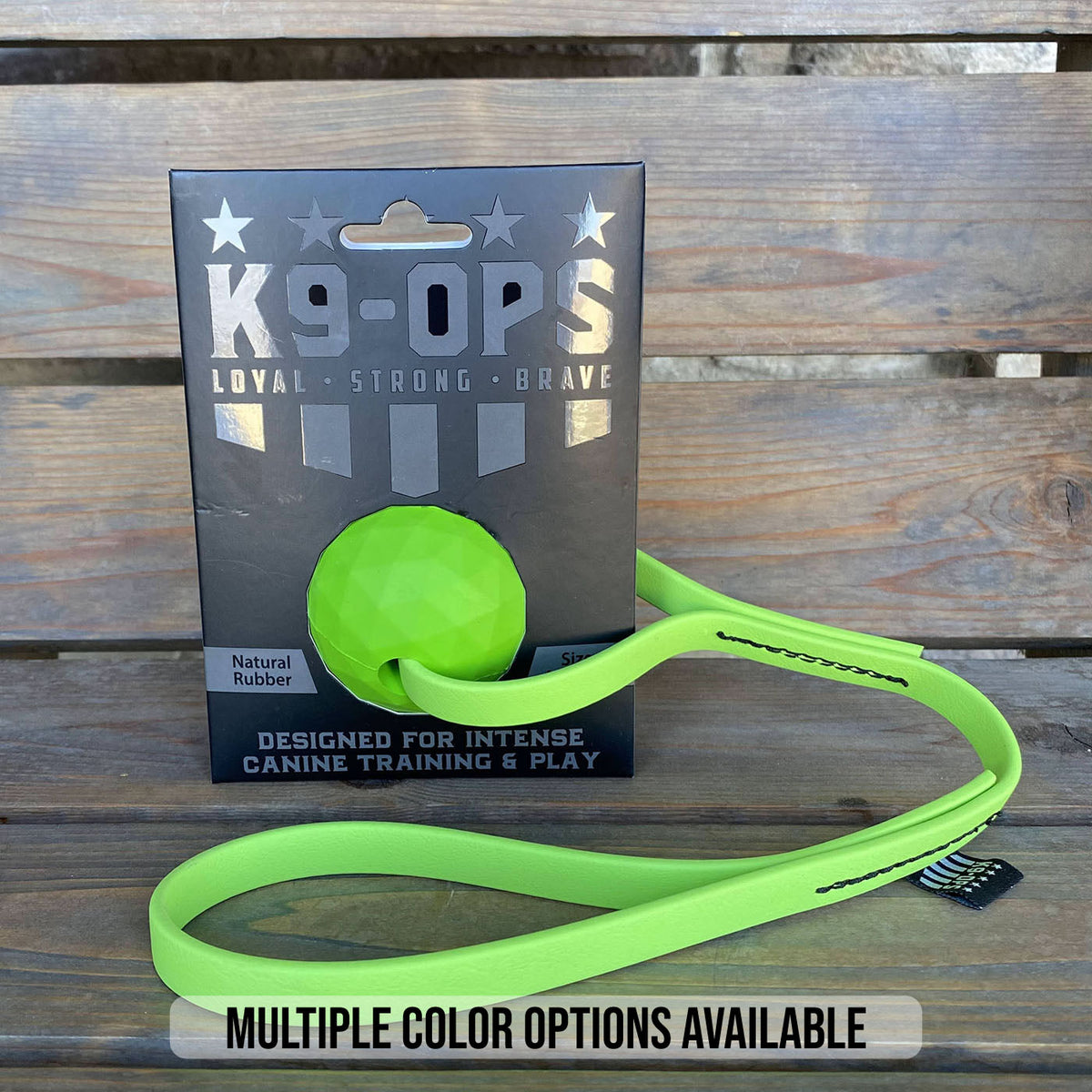 green durable dog toy indestructible tug k9ops 